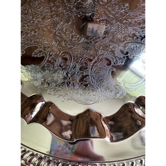 Vintage 1974 Irvinware 15" Round Hostess Tray in Box, Made in USA - Picture 5 of 11